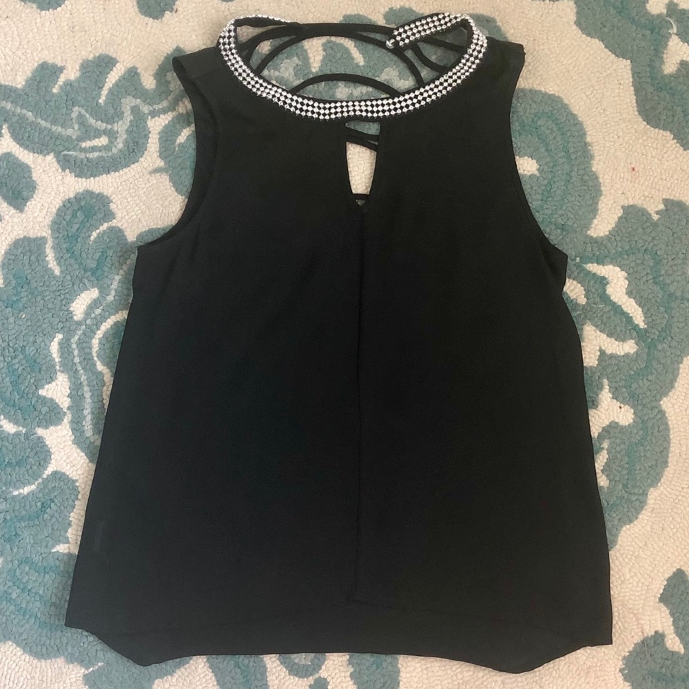 Flowy Sheer Top with Beaded Neckline
